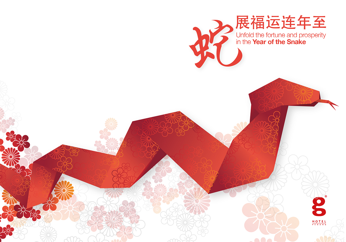 snake  Spring Festival Valentine's  origami new year  hotel  poster design  print advertisment  set design