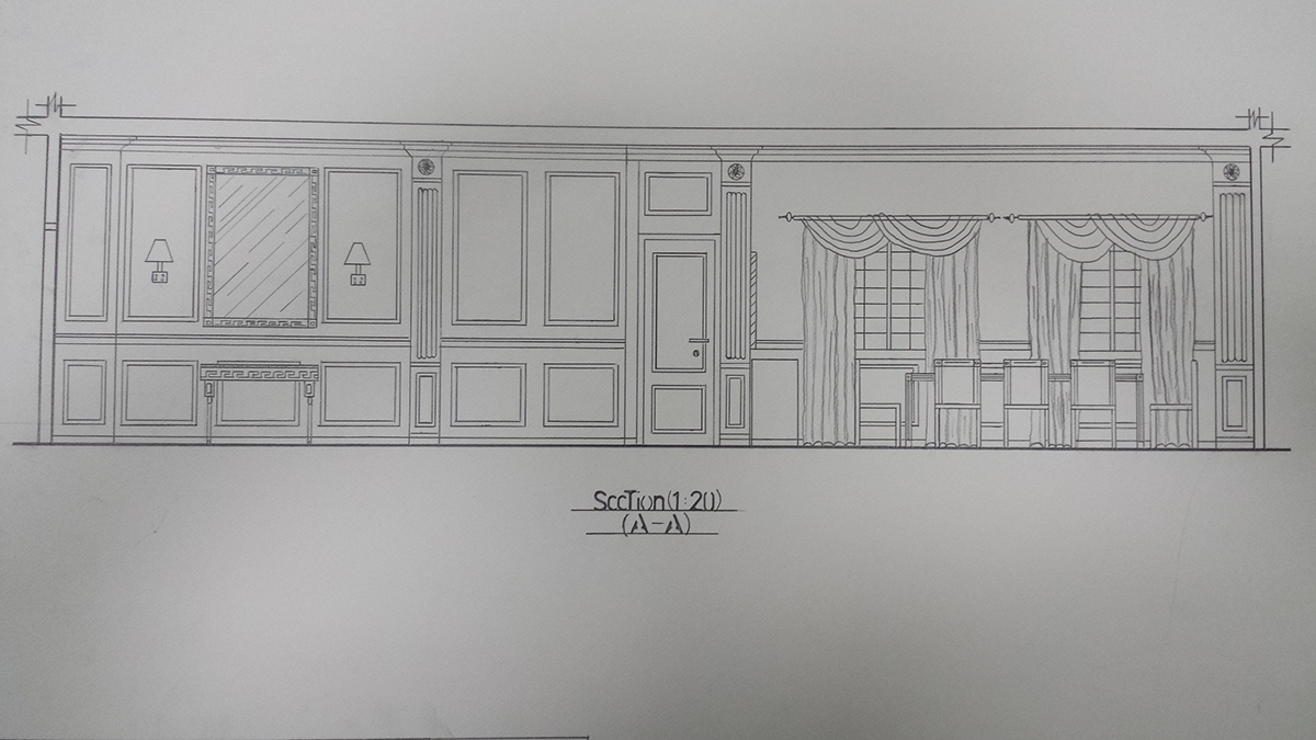 interior design  manual drawing Drawing  ACAD academic Perspective