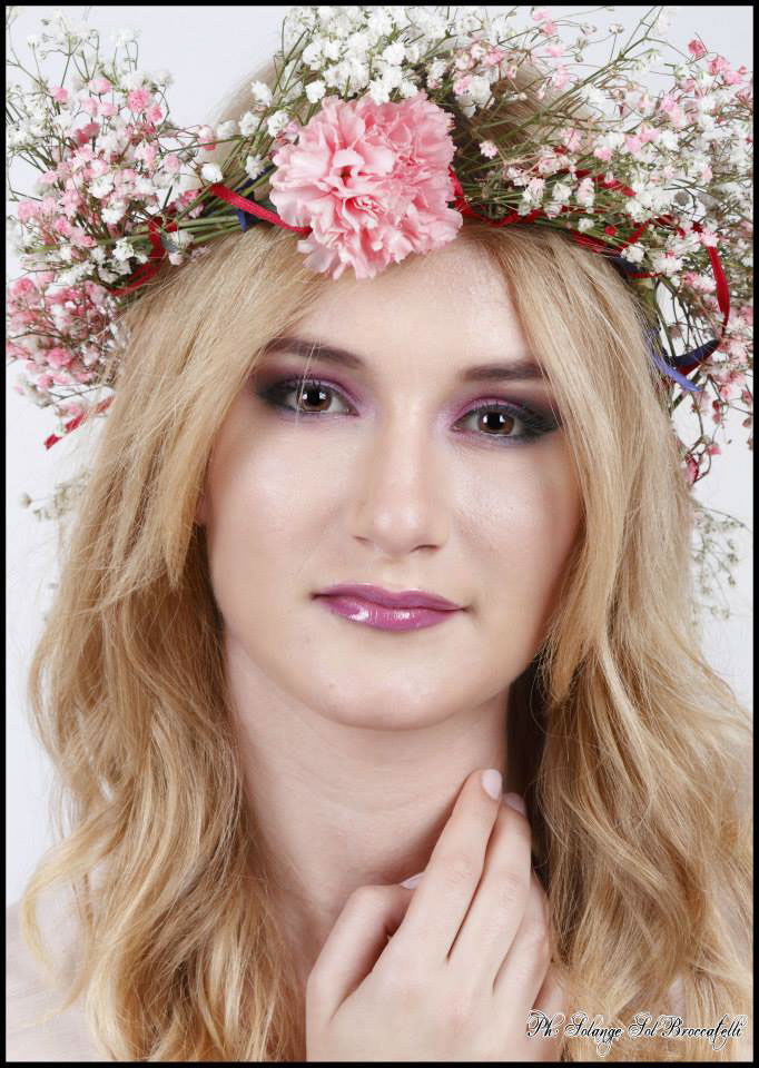 spring model May calendar blonde makeup Flowers