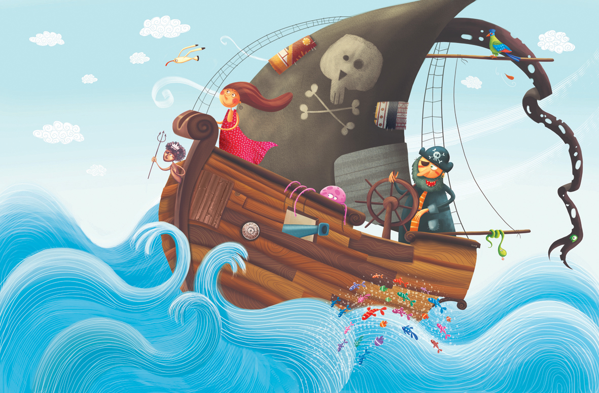 pirate kids sea ship