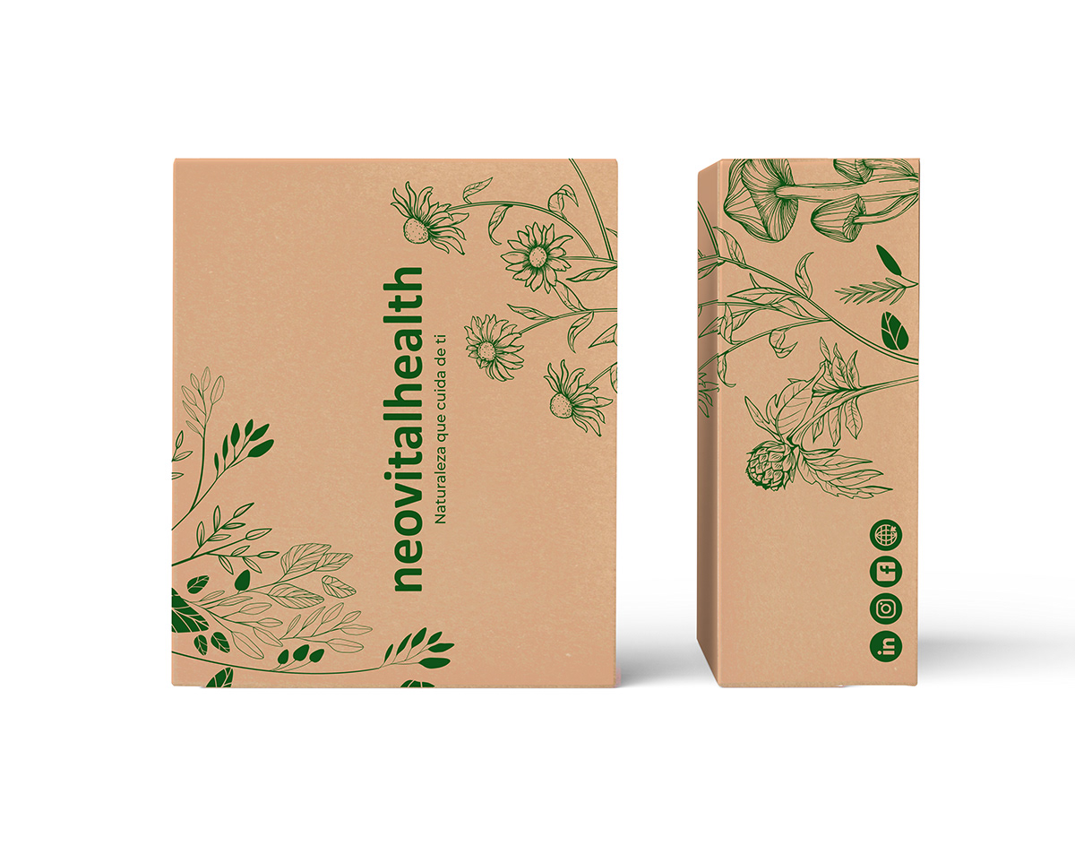 packaging design pharmacy eCommerce design carboard product packaging graphic design  Flower Illustration Fungi medicinal plants medicine