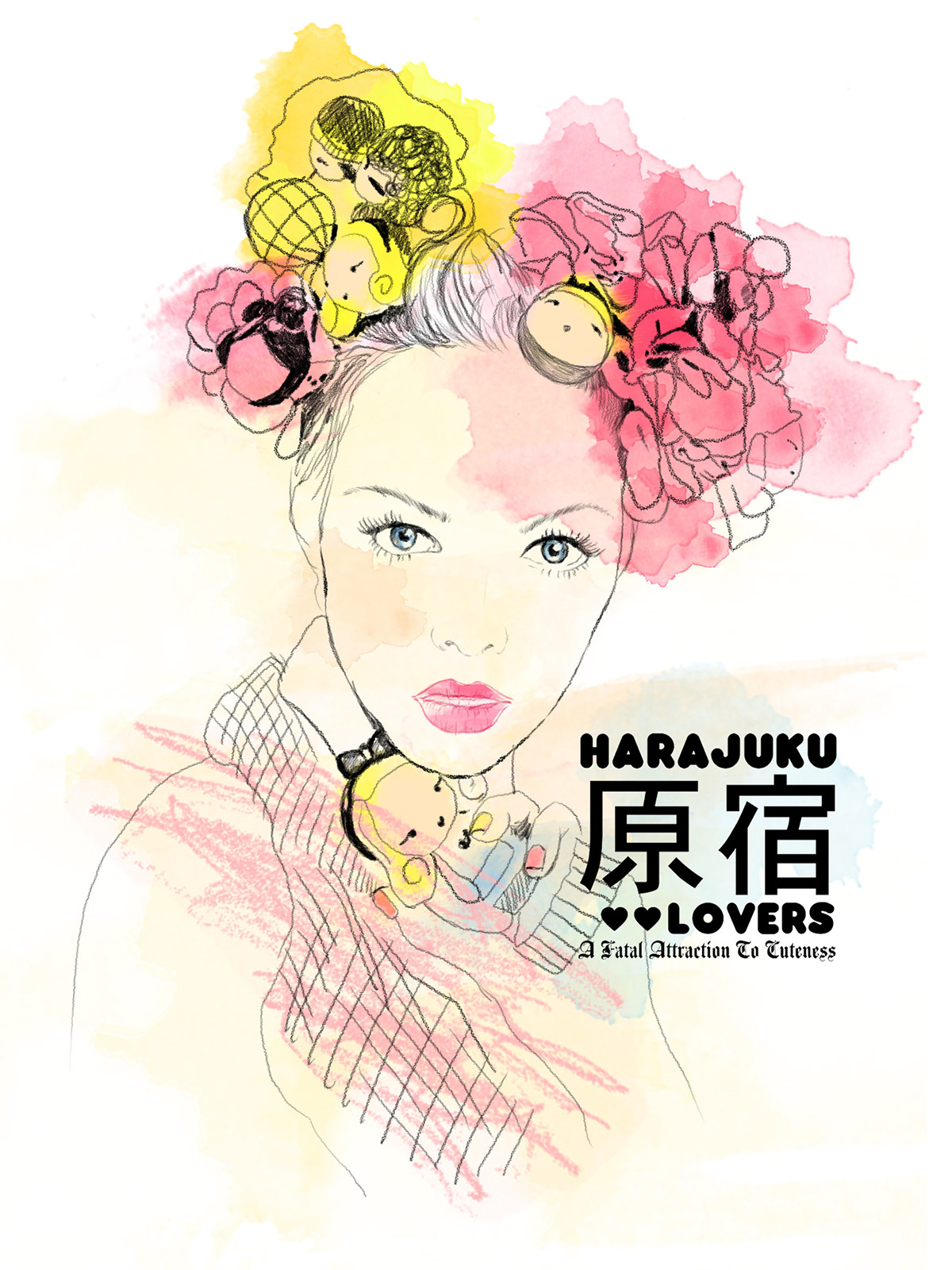 girl Celebrity watercolor adverts Gisele harajuku draw paint