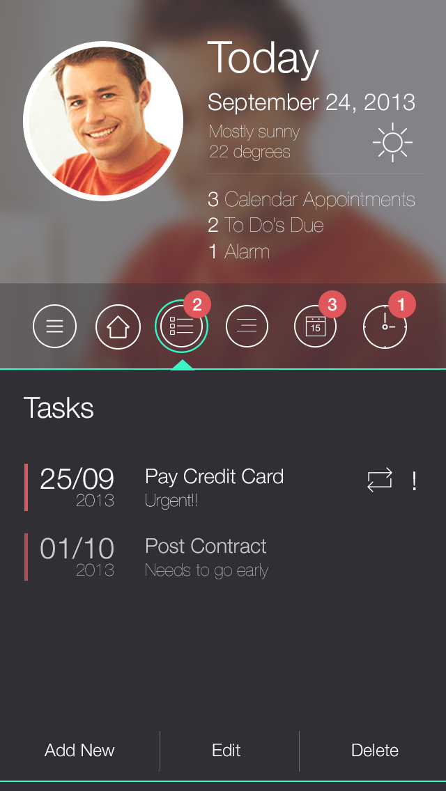 calendar tasks iphone application flat notes Organiser