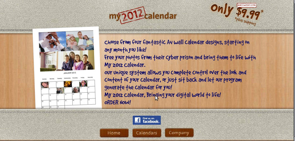 2012 calendar Facebook Application creative