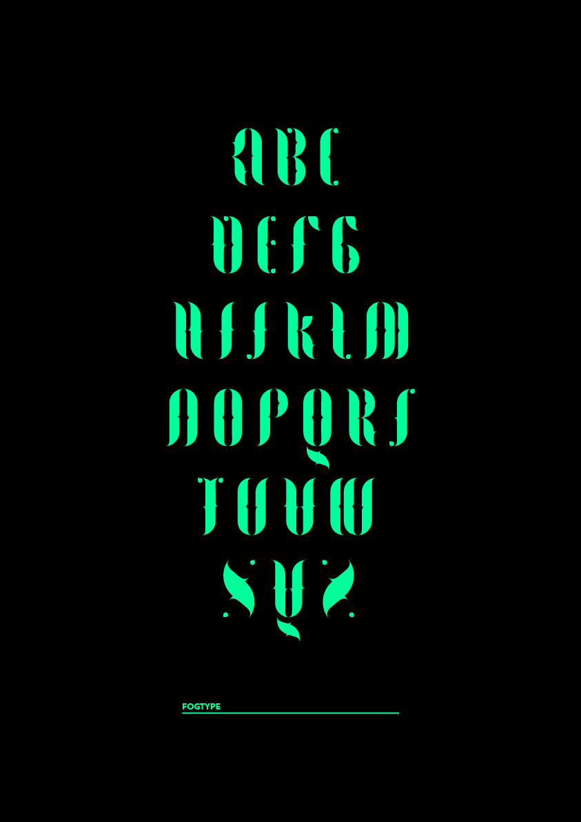 type modular graphic design handmade Typeface elegant fluor green manual alphabet Repetition fogtype free