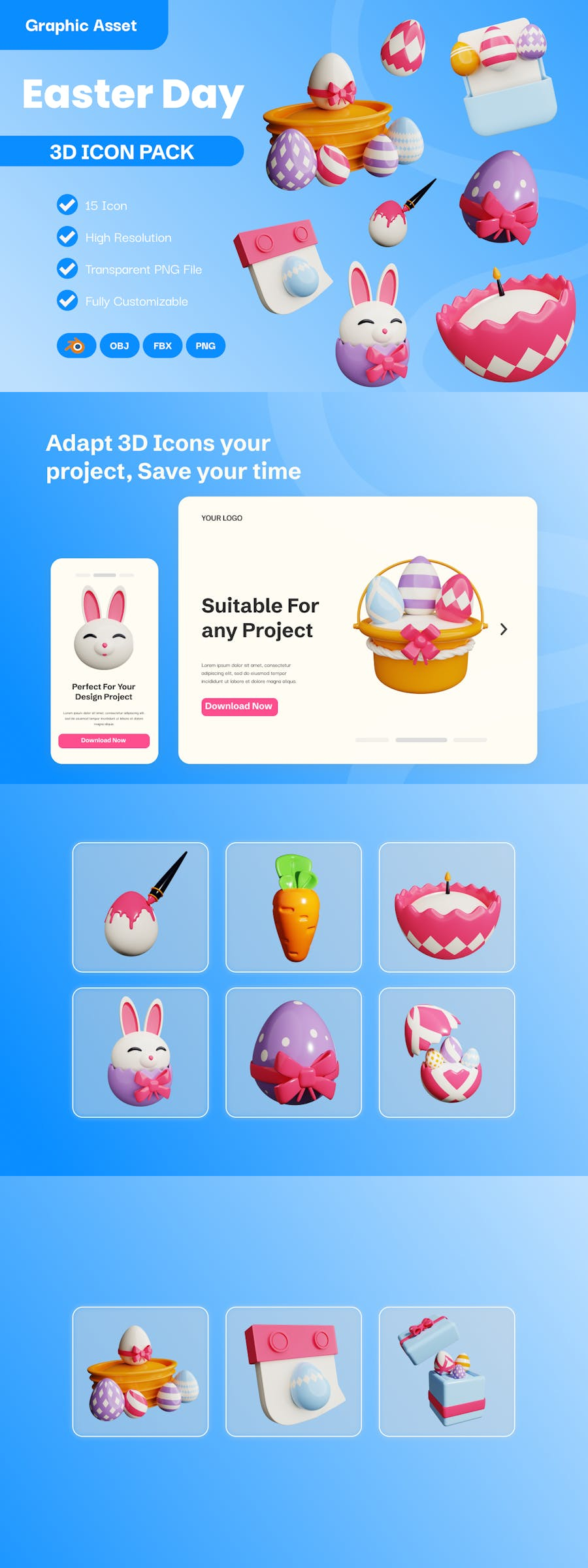 Easter Icon icons icon design  iconography icon set 3D 3D illustration 3d art 3D illustrations