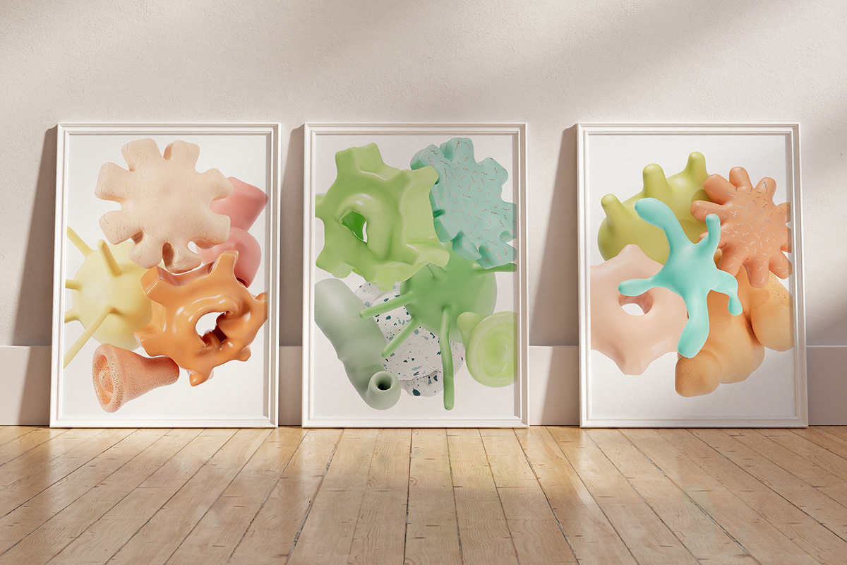 3D 3d render 3d shape abstract creative illustration graphic design  pastel design Poster Design product UI/UX