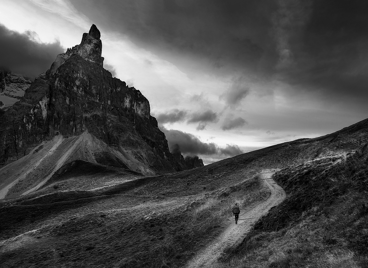 dolomites Dolomiti black passogiau mountains mount clouds light Landscape Black&white