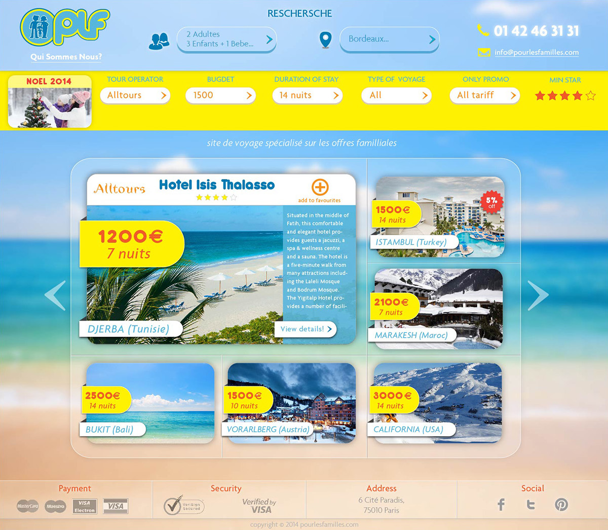 travel agency Web-site tourism sea sand Positive kids children family france light