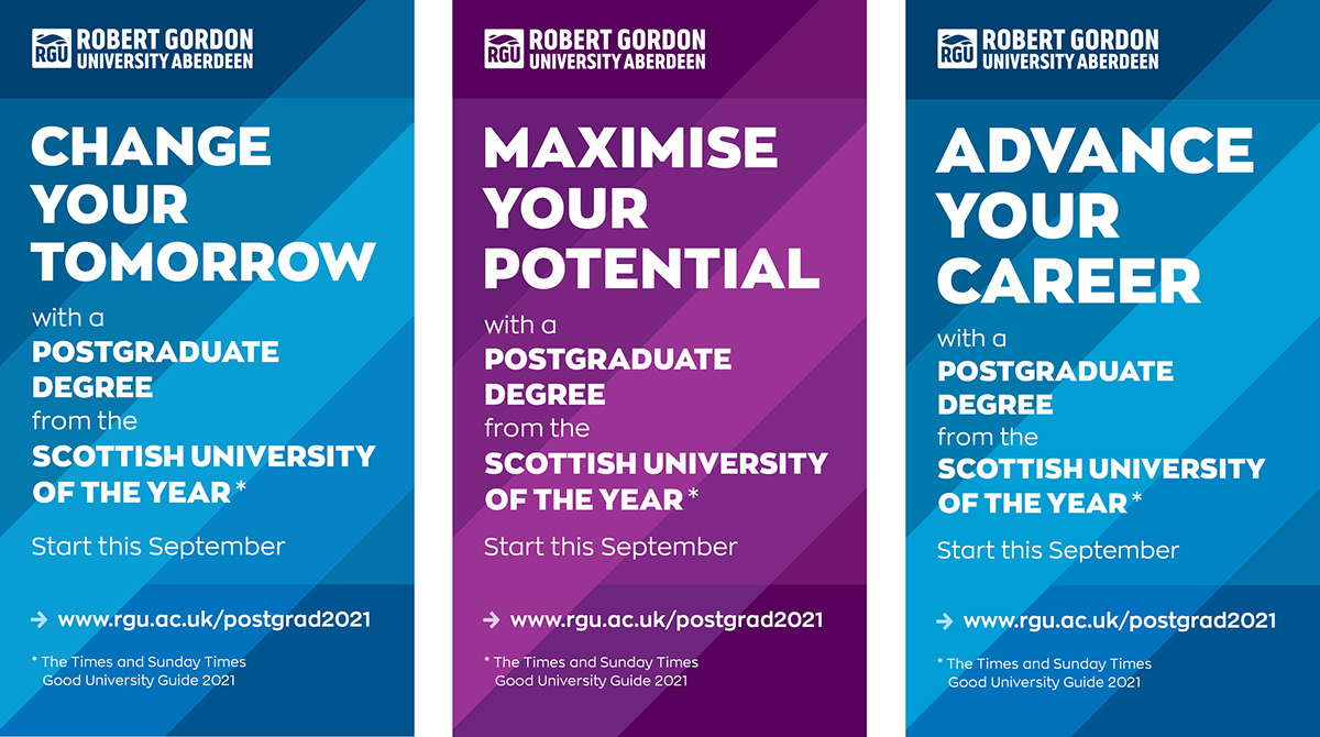 Aberdeen Advertising  digital motion graphics  out of home Outdoor Robert Gordon University six sheet