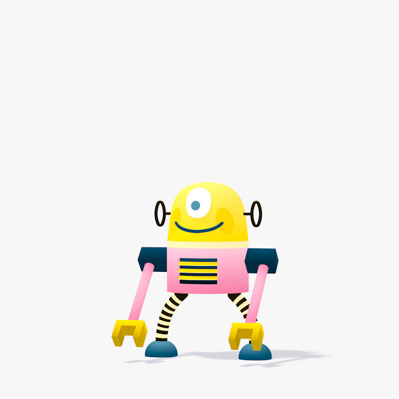 robots toys 3D pixelart vector
