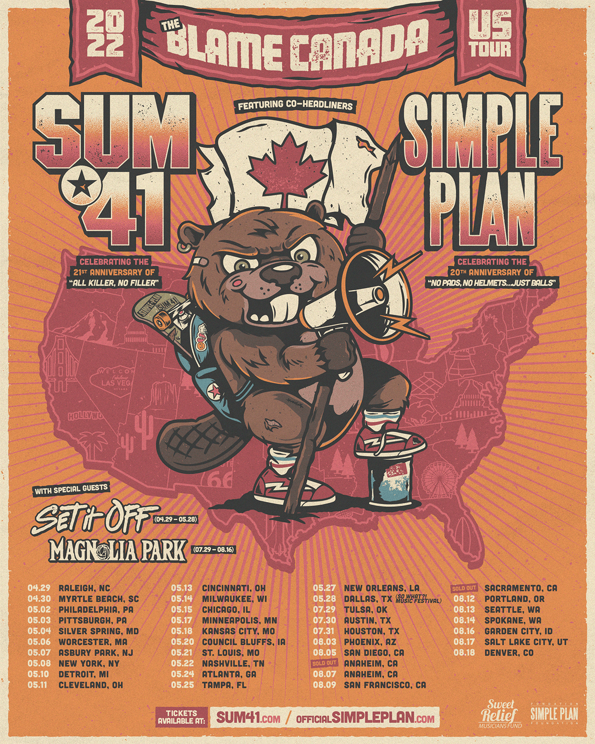 admat band design gig poster ILLUSTRATION  pop punk poster Simple Plan Sum 41 tour