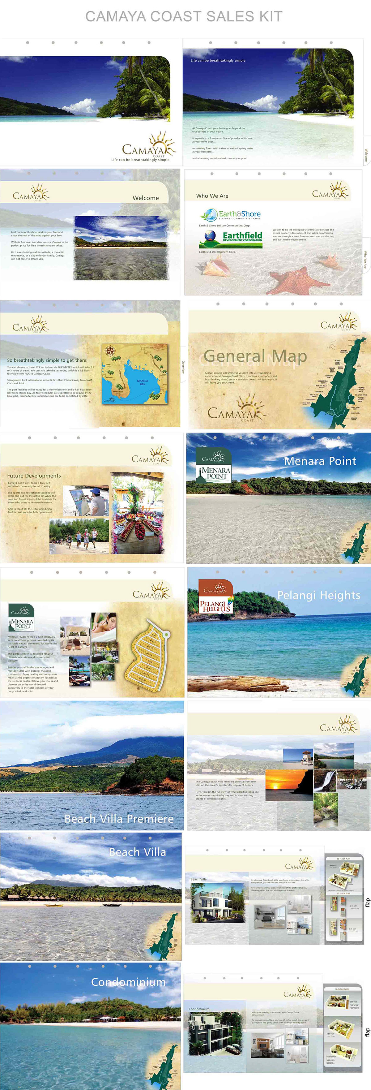 camaya coast Layout brochure flyers sales kit design