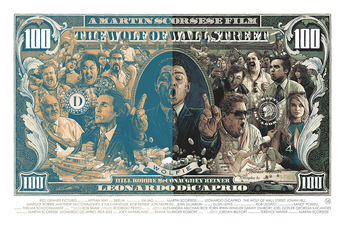 screen print poster thewolfofwallstreet StudioKxx krzysztofdomardzki jordanbelfort dicaprio