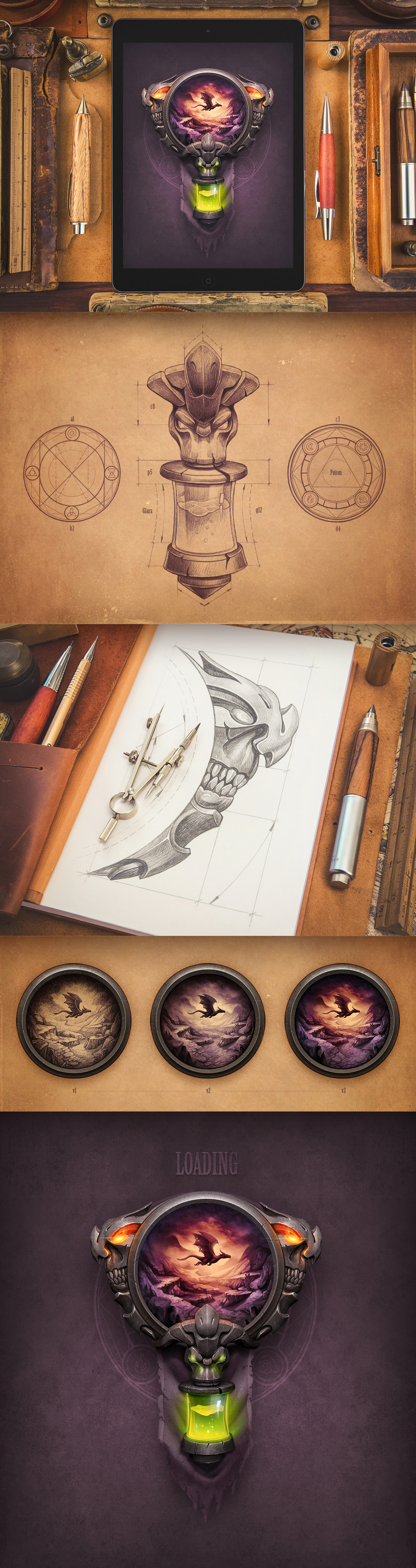 ios game iphone sketch Character design UI Interface STEAMPUNK arcade plane stone