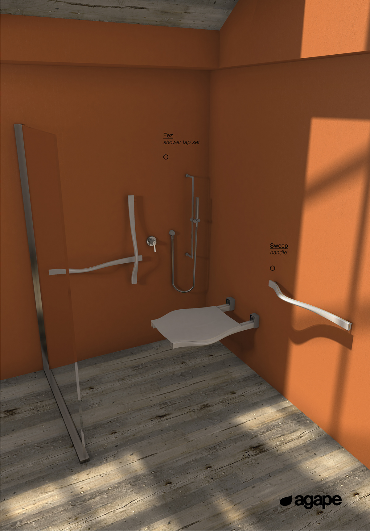 #inclusive design #people with disabilities # shower seat #handle #agape