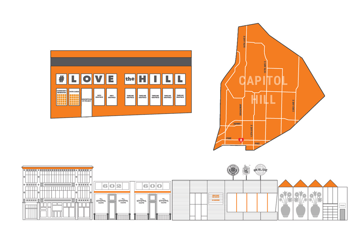 #LOVETHEHILL love the hill seattle Capitol Hill neighborhood Web installation interactive