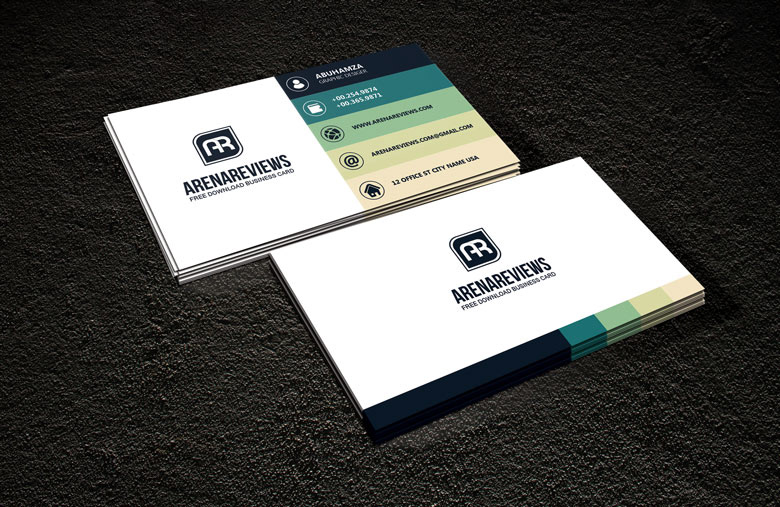 Free Creative Design Business card template with QR Code download http://goo.gl/a1mbtH PSD Format Firefly Elm Summer Green winter hazel Sidecar & white color scheme Horizontal Layout 3.5″ x 2″ Card size
