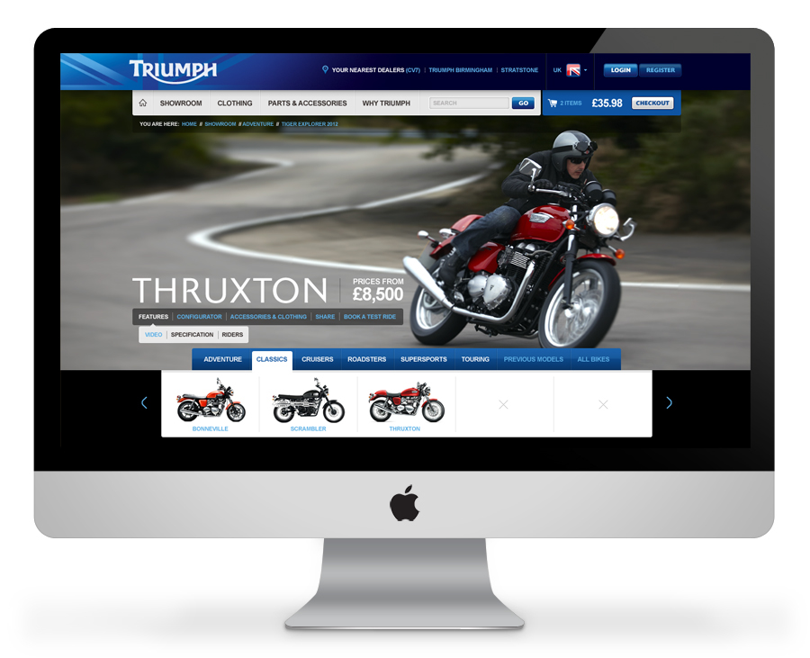 Website html5 Triumph Motorcycles Responsive Design