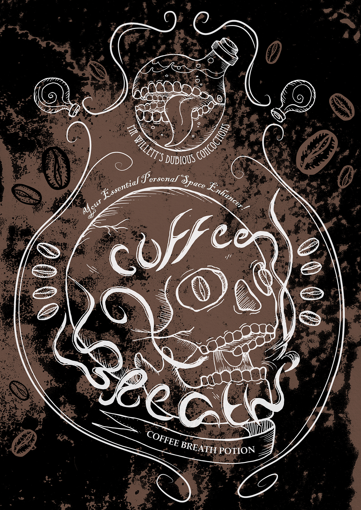 Coffee Food  brand logo skull dark package occult evil voodoo Needle breath design emotive grunge