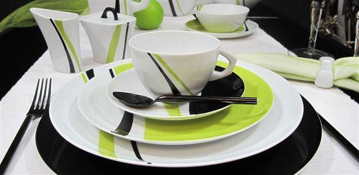 tableware citron noir green bralck set Porcel porcelain