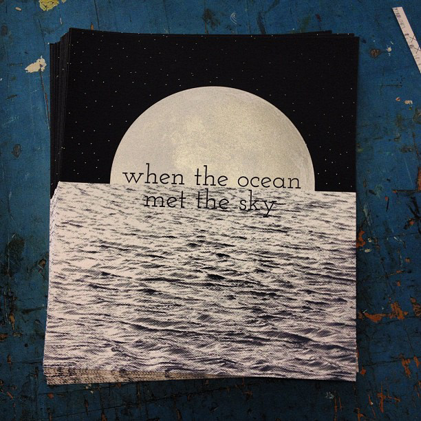 Modest mouse screen print moon ocean breathes salty float on
