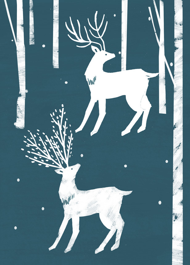 children's book Illustrator ILLUSTRATION  animal deer Drawing  winter KyokoNemoto bookillustration