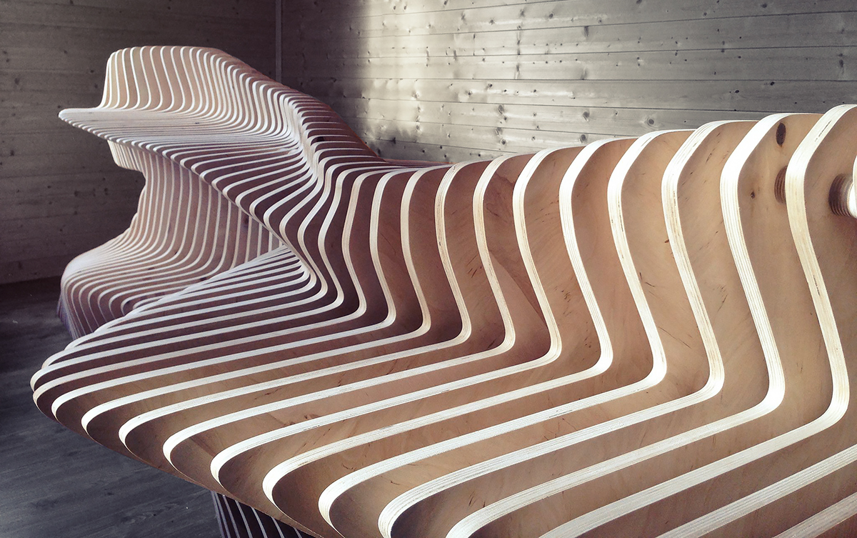plywood modern organic after-form furniture design art shape Form non-linear sections smoth