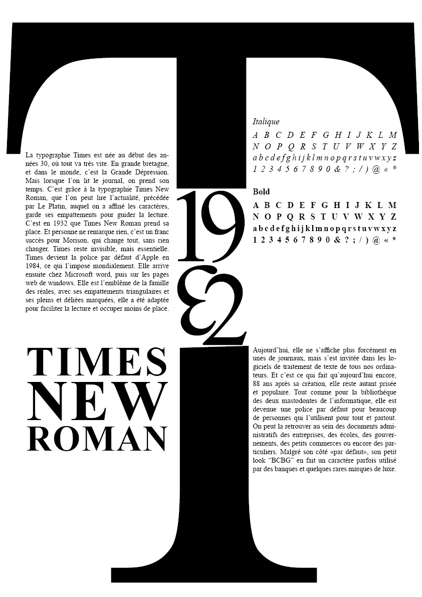 Layout mise en page times new roman Typographie typography  