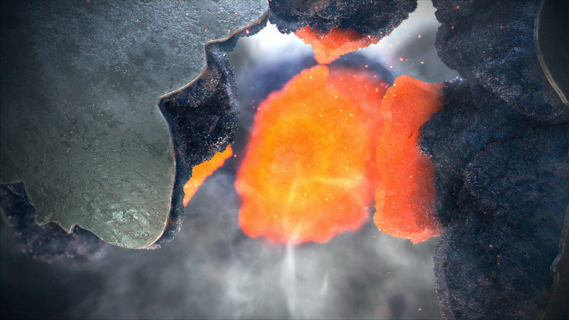 3D alien animation  fire graphics Melt metal rock sci-fi science