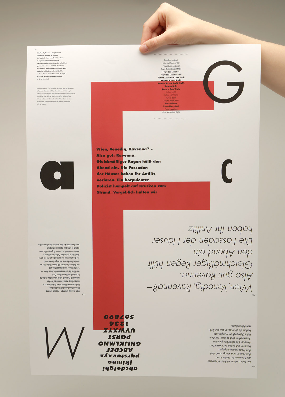 buchkassette plakat univers meta Futura schriftmuster table of type poster
