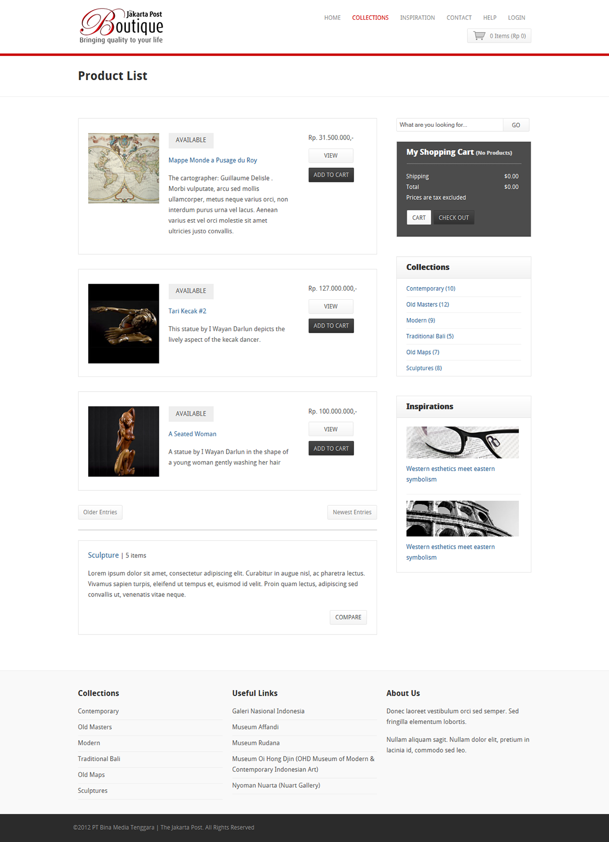 Webdesign e-commerce online art gallery