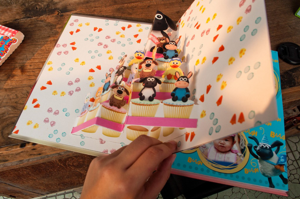 timmy Birthday Album pop up pink cupcake cut Character baby girl