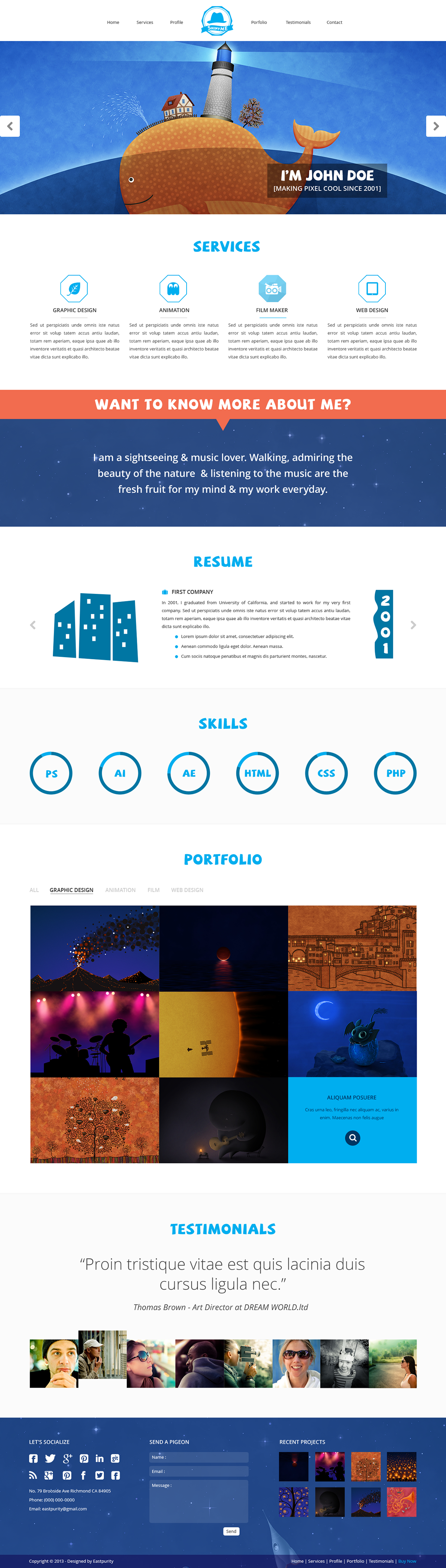 personal portfolio Project Showcase creative funny style  One Page