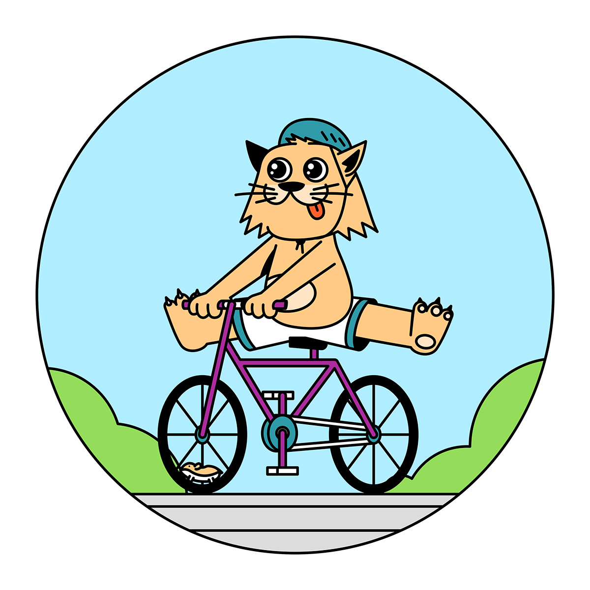 Image may contain: cartoon and bicycle