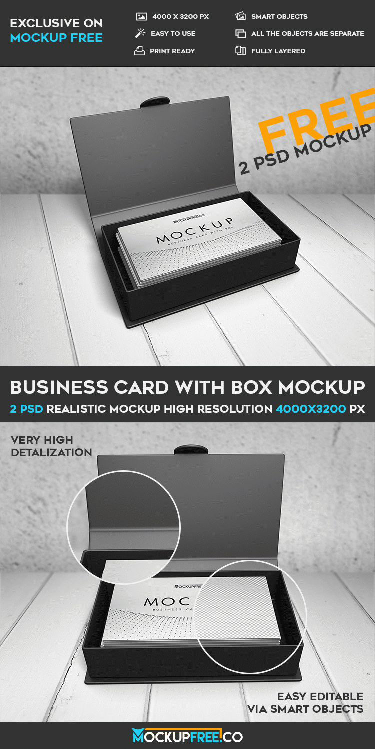 Mockup free product mockups box business card calling card cartboard Kraft paper