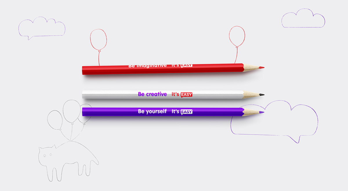 easy English School language school happy it's easy school teaching study umbrella brand red purple rebranding baloons wunderbar