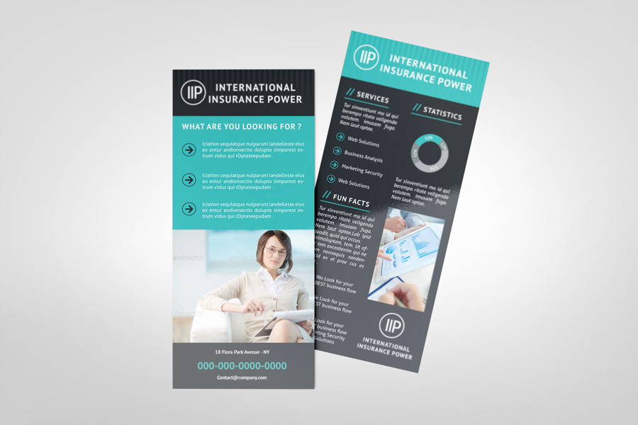 4x9 brochure business card corporate InDesign layered modern print rack template