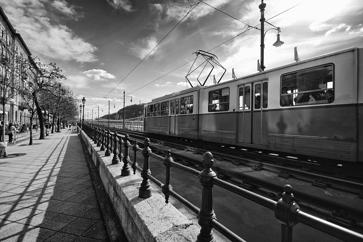 budapest black and white zoom burst Trams tram Hungry