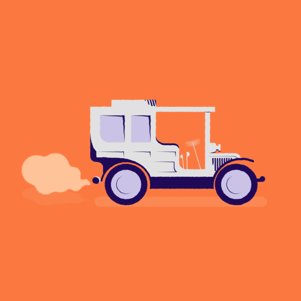 Illustration with old retro car
