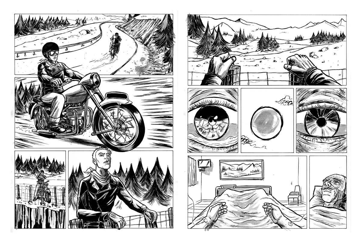 Thriumph motorbike motorcycle biker comic book silence oldman spirit life