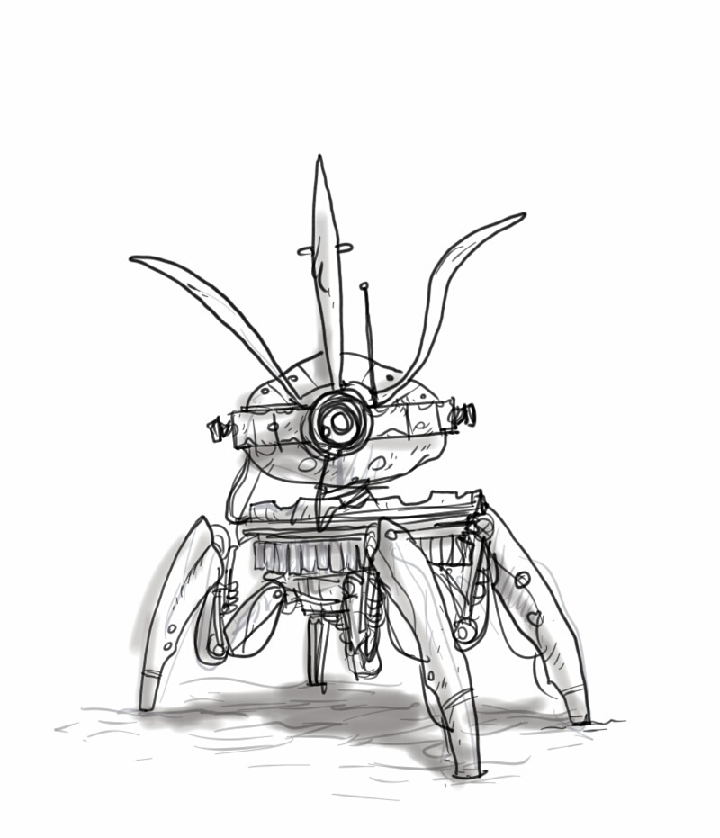 draw art sketch dailysketches doodle inkart charcoral chibi anime manga mecha robotic robot monster Character