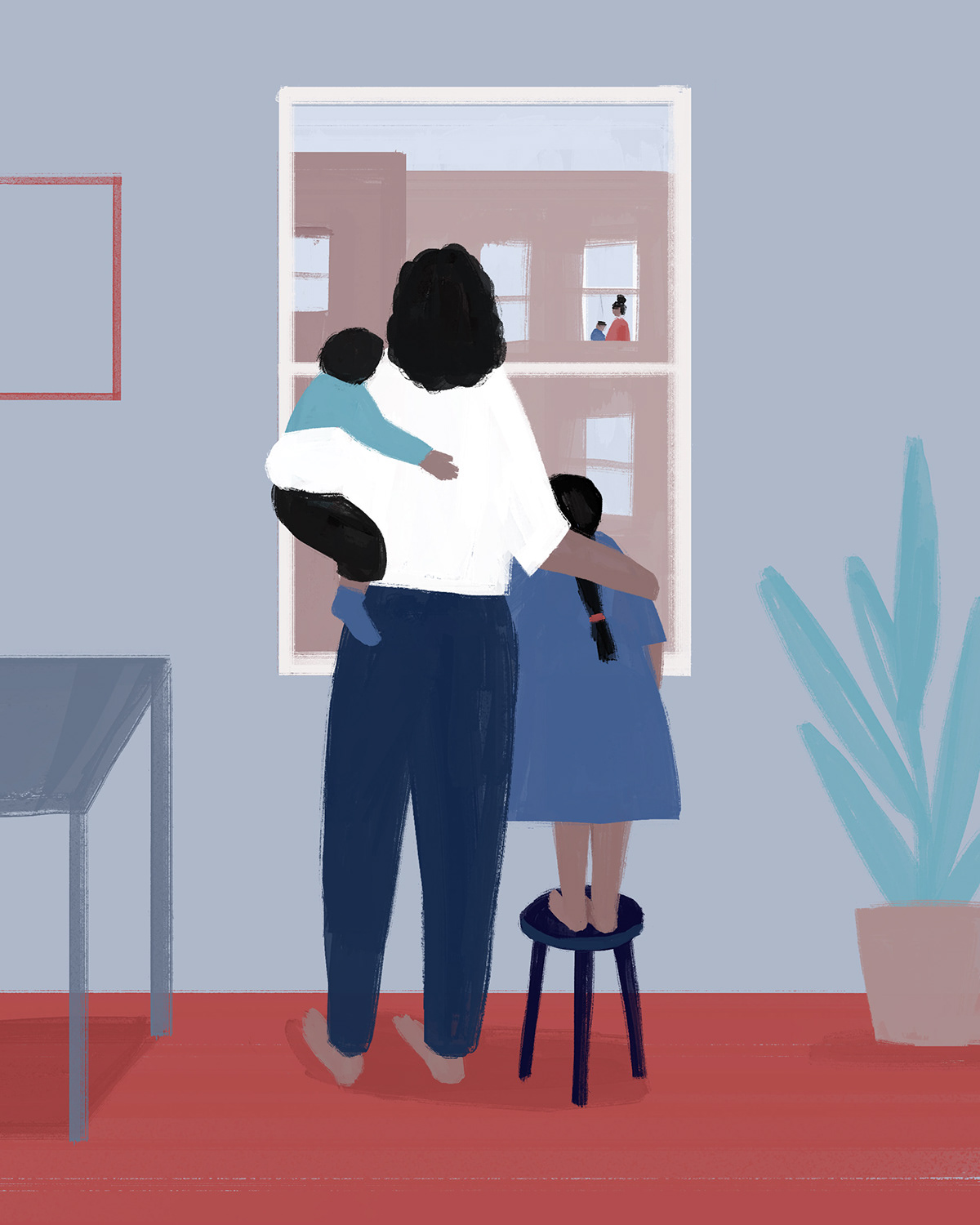 conceptual Coronavirus Editorial Illustration family ILLUSTRATION  Single Mom The New Yorker