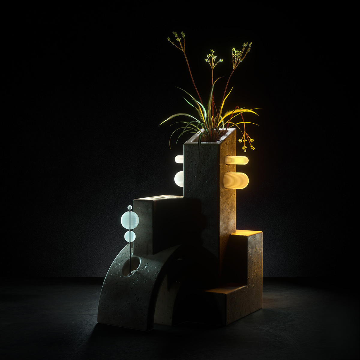 3D CGI design Ersatz flower octane still life Studio Photo texture Vase