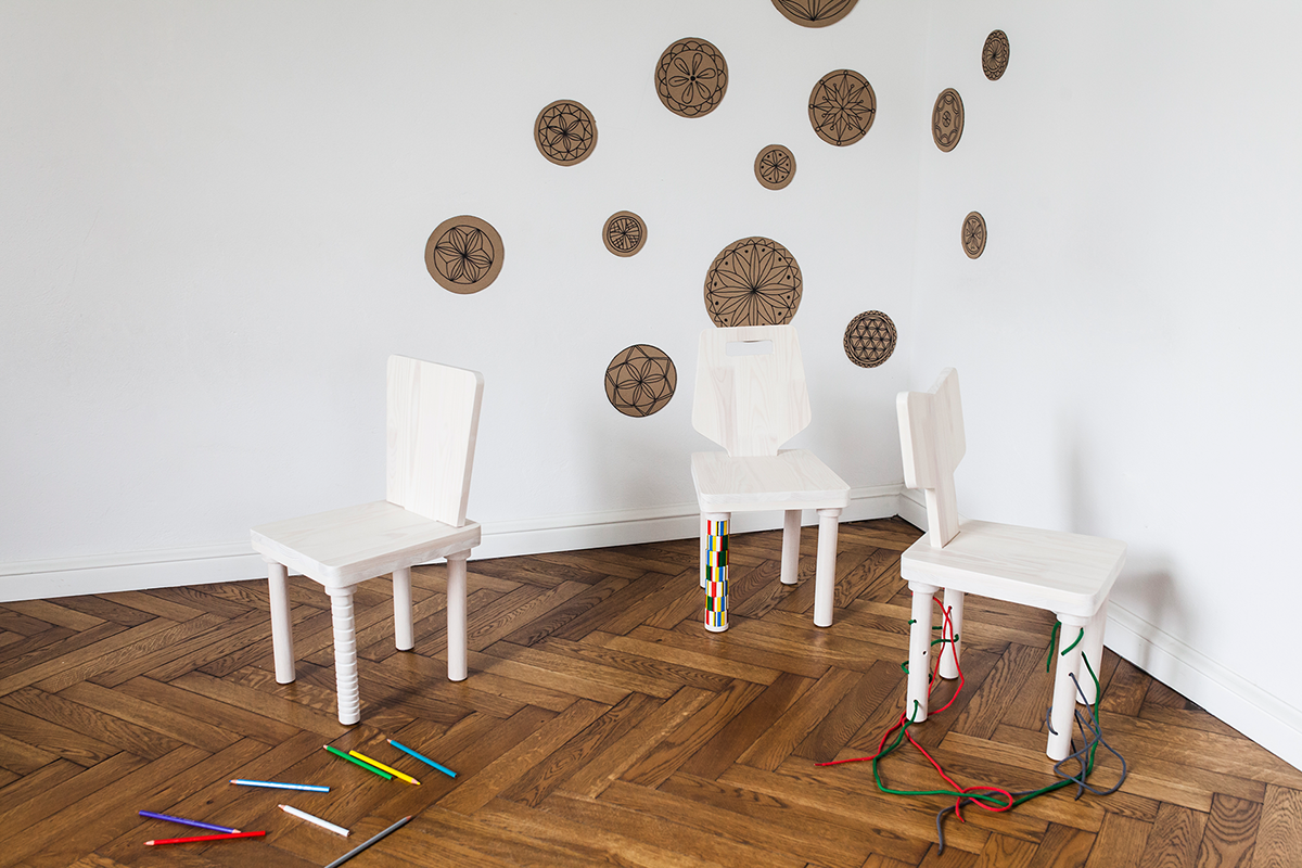 chair wood wooden children small Project design furniture łobzowska studio