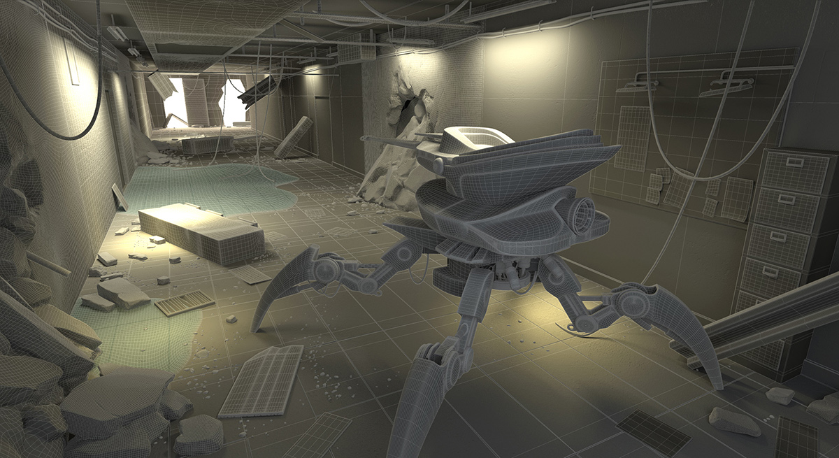 3D environment Maya robot Sci Fi Interior