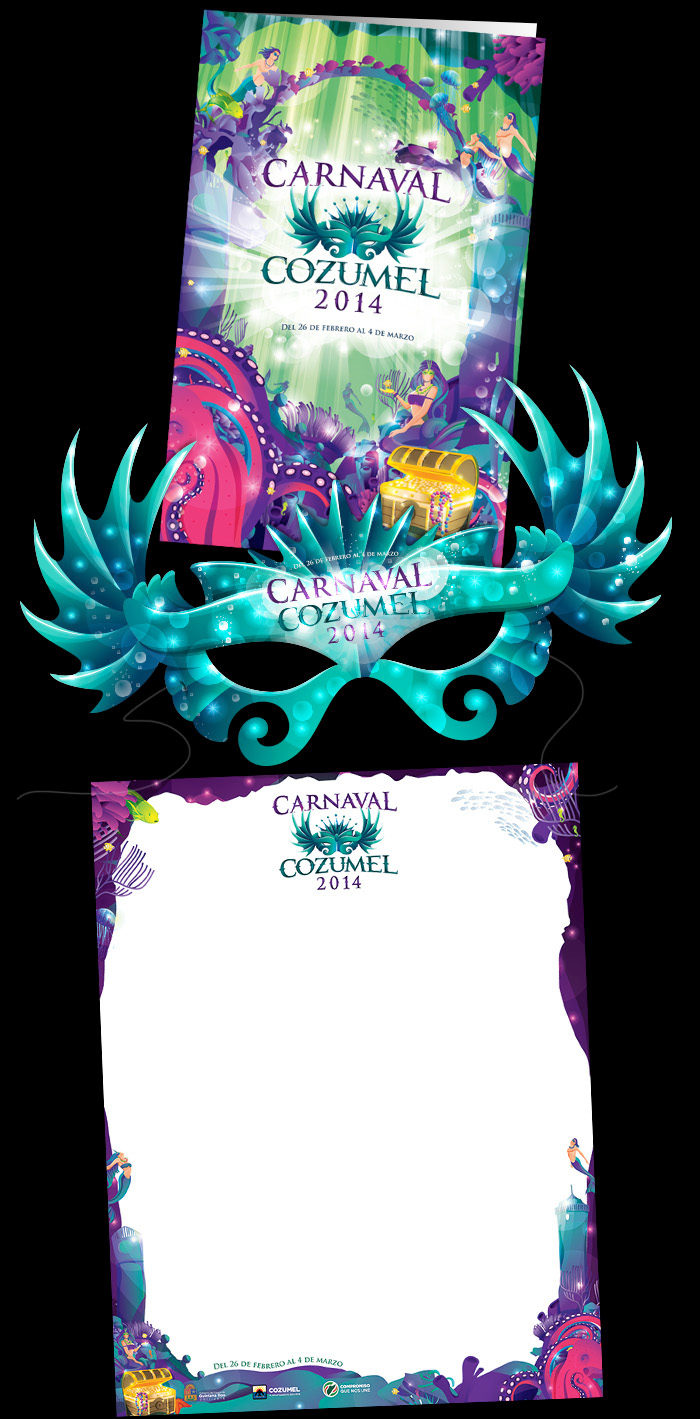 Carnaval cozumel vector fiesta mermaid underwater party sirena identity