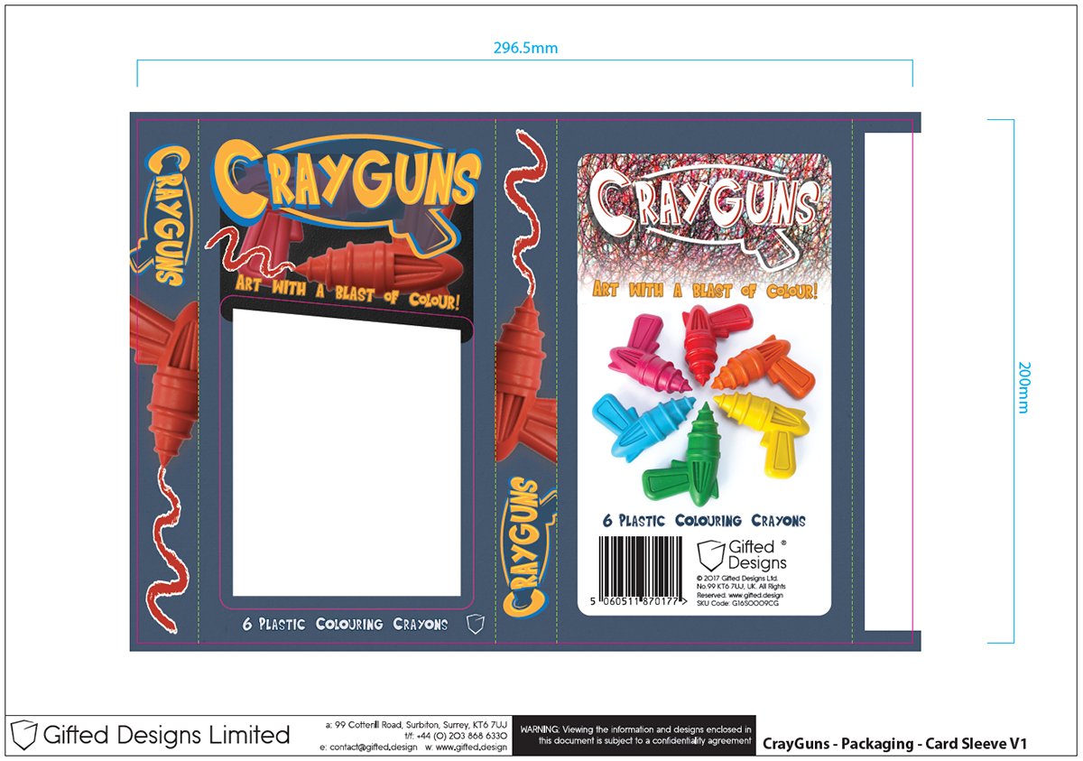 product design Packaging artwork design-led gift crayon craygun colour plastic