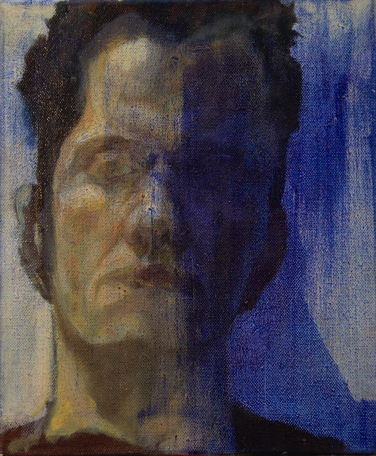 portrait oil canvas FINEART man junk line blue White people gallery contemporary