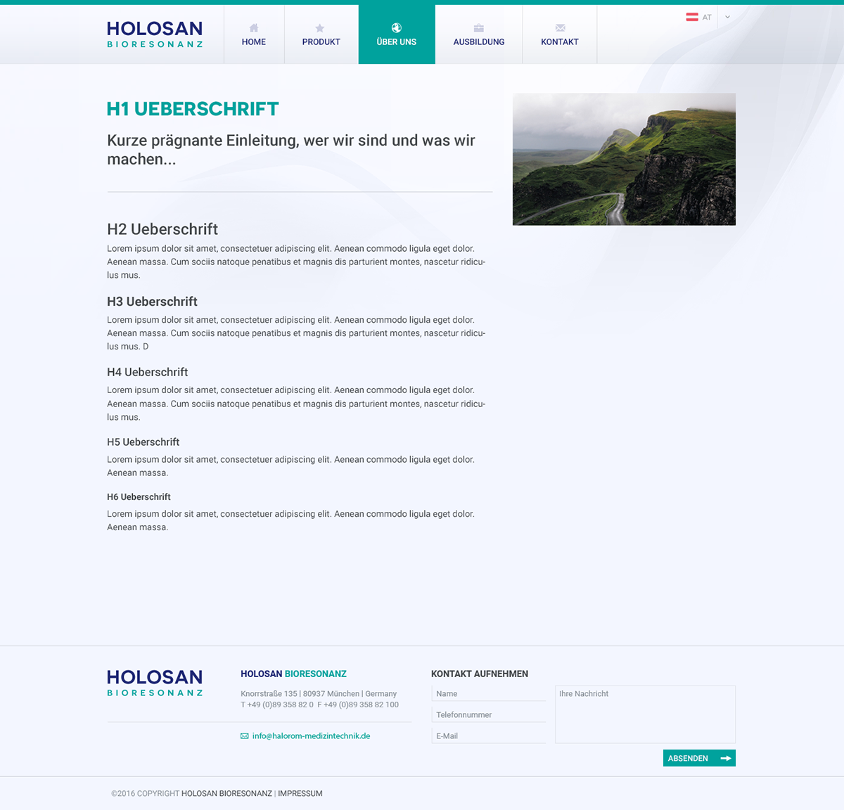 Webdesign Bioresonanz Medizin clean product landingpage
